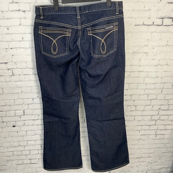 Calvin Klein Flare Jeans Size 10 Womens Mid Rise Dark Wash Blue Denim U2 - Picture 6 of 12